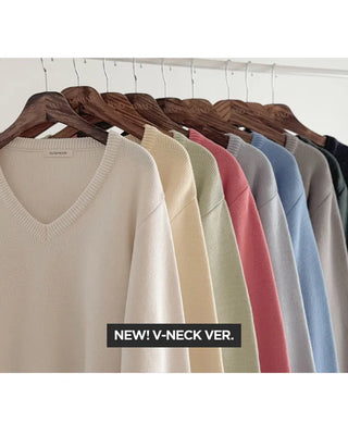 (round neck/v-neck) Soft round knit - 9 colors