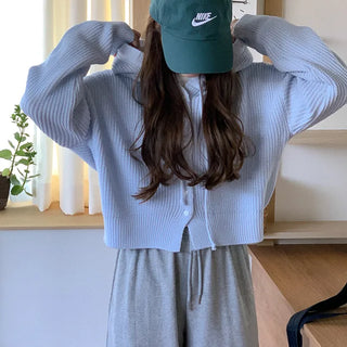Hooded knit cardigan