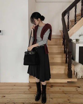 Pleated midi skirt