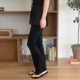 Polka dot skirt, bootcut, elastic waist pants