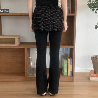Polka dot skirt, bootcut, elastic waist pants
