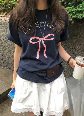 Ribbon short-sleeved T-shirt