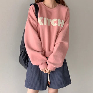 Fleece-lined lettering sweatshirt
