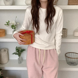 Fleece-lined long-sleeved T-shirt