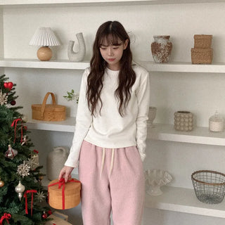 Fleece-lined long-sleeved T-shirt