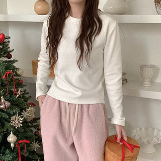 Fleece-lined long-sleeved T-shirt