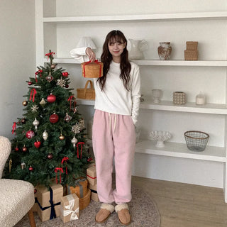 Fleece-lined long-sleeved T-shirt
