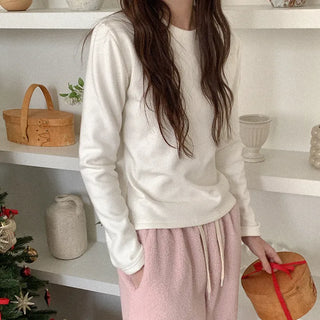 Fleece-lined long-sleeved T-shirt