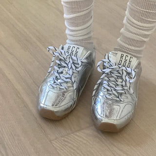 Silver & Leopard Print Sneakers