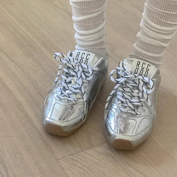 Silver & Leopard Print Sneakers