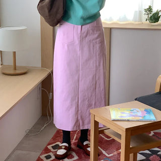 Cotton pocket long skirt