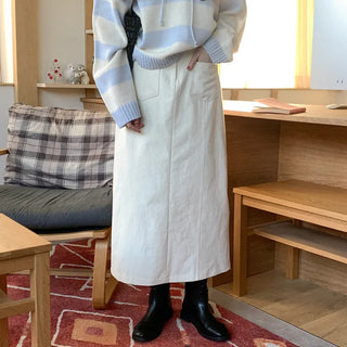 Cotton pocket long skirt