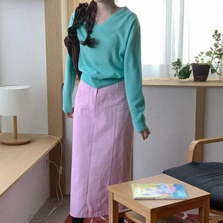 Cotton pocket long skirt