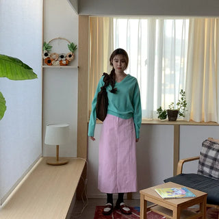 Cotton pocket long skirt
