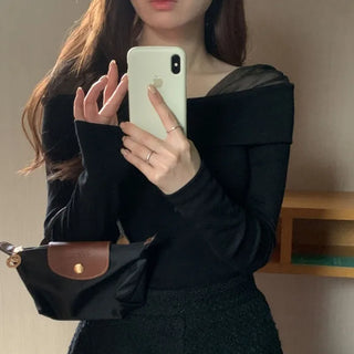 Black shoulder frill off-shoulder