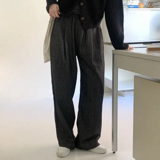 Elastic waist denim pants