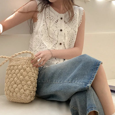 Crochet knit vest