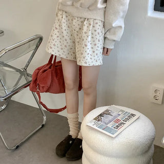 Flower corduroy shorts