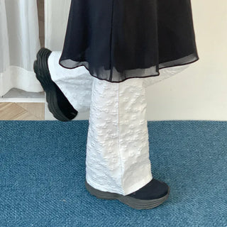 Flower bootcut elastic waist pants