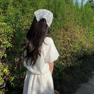 Lace sheer hair scarf
