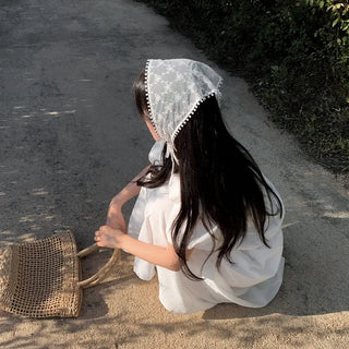 Lace sheer hair scarf
