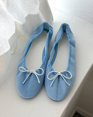 (4 colors) Velour Ribbon Flat Shoes