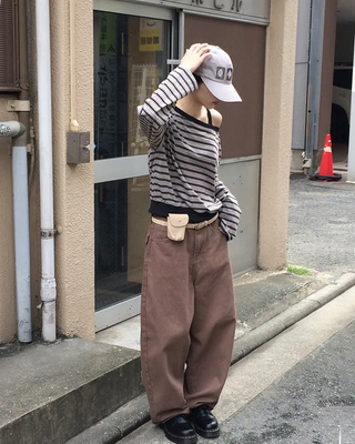 Cotton balloon wide pants