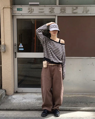 Cotton balloon wide pants