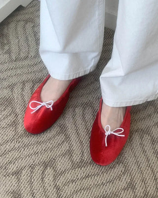 (4 colors) Velour Ribbon Flat Shoes