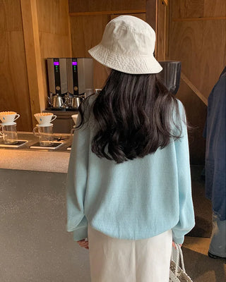 (6 colors) High-quality cotton V-neck knit