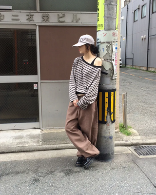 Cotton balloon wide pants