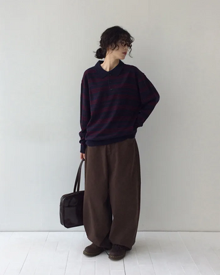 Cotton balloon wide pants