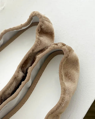 (4 colors) Velour Ribbon Flat Shoes