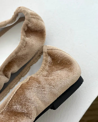 (4 colors) Velour Ribbon Flat Shoes