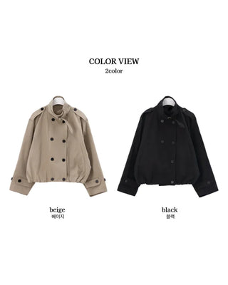 (2 colors) High-neck cropped trench coat outerwear