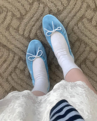 (4 colors) Velour Ribbon Flat Shoes