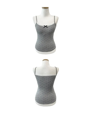 (3 colors) Sleeveless camisole with polka dot lace cups