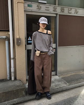 Cotton balloon wide pants
