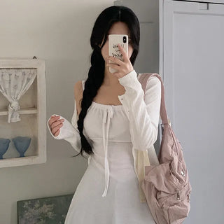 Perforated Short Layered Cardigan