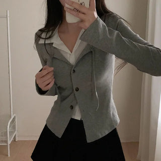 Layered Shirt Slim Short Cardigan