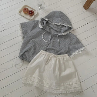 Layered frill shirring ribbon mini skirt