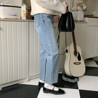 Daily straight denim pants