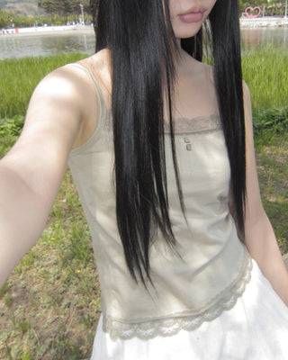 Button lace camisole