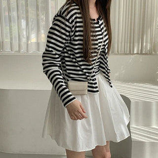 [SET] Striped Sleeveless Top + Cardigan Set