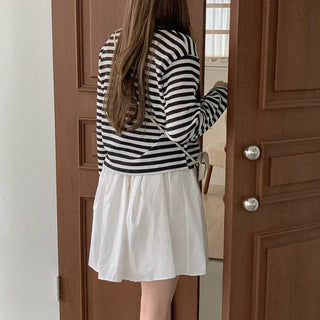 [SET] Striped Sleeveless Top + Cardigan Set
