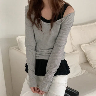 Cotton rib frill sleeveless top