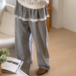 Lace skirt with elastic waistband pants