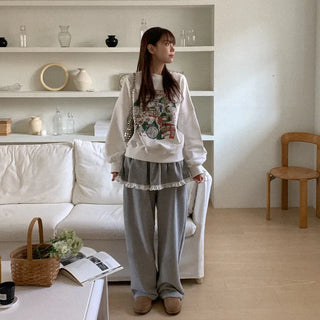 Lace skirt with elastic waistband pants