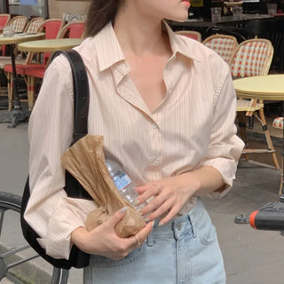 Autumn Loose Fit Striped Shirt