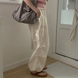 Cotton parachute elastic waist pants